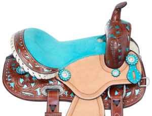 Sillín de caballo de cuero genuino Deluxe 100% | Comodidad de conducción occidental, diseño cosido a mano, ideal para Trail, Show & Barrel Racing - Product Image 3