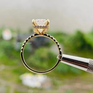 แหวนหมั้นเพชรเม็ดเดี่ยว14K สีทอง5กะรัต CVD สดใสได้รับการรับรองรับรองรับรองว่ามีเพชร - Product Image 2