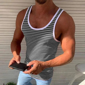Tank Top Oversized Men 100% Cotton Stringer Camisetas sin mangas para hombre con logotipo en todo el precio de venta - Product Image 3