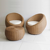 Ensemble de meubles en rotin naturel fabriqué à la main fauteuil rond et table basse pour la vie à la maison pour villa ou parc Style design asiatique