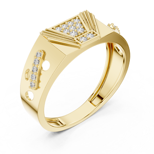 Anillo con Detalles de Líneas Angulares y Acento de Diamante Audaz |   Banda Moderna de Estilo Distintivo - Product Image 5