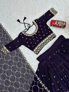 <b>Hot</b>& Pretty Look Super Best Quality Wedding Season Wear Faux Georgette Fabric Lightweight Lehenga Choli With Same Dupatta Set - Product Image 4