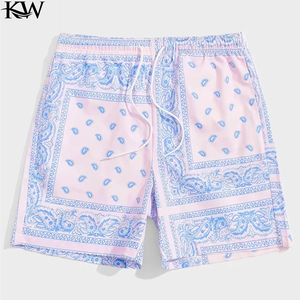 <b>Mens</b> <b>Bandana</b> Print Swim Shorts Summer Beachwear Quick Dry Elastic Waist Lightweight Holiday Trunks Stylish Blue 2025 - Product Image 2