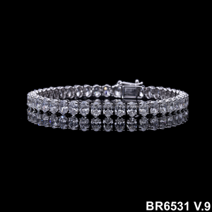 Bracelet tennis 10 carats en diamant ovale de couleur F cultivé en laboratoire, plaqué or 14 carats rhodié, pour femme, symétrique, élégant, cadeau de fête, 11g - Product Image 2