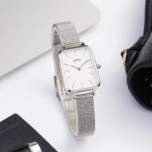 Montre de luxe pour femmes en gros DW00100434, boîtier rectangulaire plaqué or, acier inoxydable <span class=keywords><strong>316L</strong></span>, bracelet en cuir, chronographe à aiguilles - Product Image 5