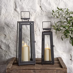 Linternas de metal negro para interiores y exteriores con velas TruGlow, juego de velas decorativas para Patio, jardín, eventos de boda - Product Image 2