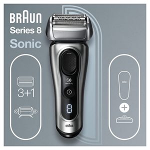 Afeitadora Eléctrica para Barba con Triple Cuchilla, Tecnología Sónica, IPX7, Lavable, Cuchillas Flexibles, Estuche de Viaje de Tela, Afeitado Suave - Product Image 6