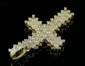 Pendentif Croix de Luxe en Argent Sterling Doré, Moissanite Brillante Entièrement Sertie 10 Carats, Bijou Hip Hop Premium, Pièce Maîtresse - Product Image 2