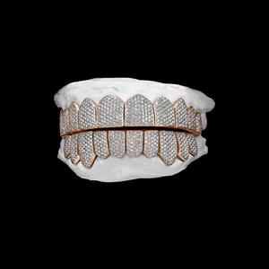 Custom Made Shining 10 Top 10 Bottom Full Iced Grill Hip Hop Bling Moissanite Chapado en oro Dientes Grillz Regalo - Product Image 3