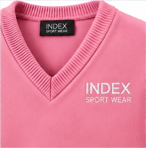 Pull à col en V rose pour homme INDEX, logo brodé, sweat-shirt en tricot - Product Image 6