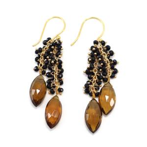 ต่างหูหนีบเงินแท้ประดับเทอร์ควอยซ์ธรรมชาติและปะการังอิตาลีทรงมาร์คีส์ ดีไซน์ทันสมัย ประดับด้วยลูกปัดพลอยสำหรับผู้หญิง - Product Image 3