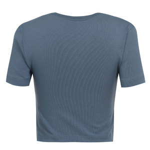 Camiseta corta con estampado de moda para mujer, camiseta de gimnasio con cuello redondo de algodón y LICRA con logotipo personalizado para verano - Product Image 2