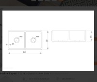 Évier de cuisine rectangulaire ALDERACERAMIC turc à double bac, à poser sous plan, en acier inoxydable blanc brillant, fait main, avec deux trous