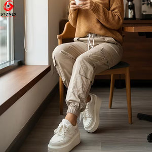 Pantalons cargo pour femmes en gros, nouveaux, personnalisés, été, devant plat, coupe régulière, couleur unie, haute qualité - Product Image 4