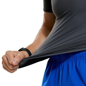 Cool Dry Sleeve Athletic Top T Workout T-Shirts Tees Hommes Demi-manches Compression Shirts Rash Guard - Product Image 1