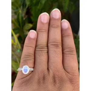 Oval Moonstone Ring 925 Sterling Silver Handmade Gemstone Ring Wholesale Jewelry Supplier - Product Image 2