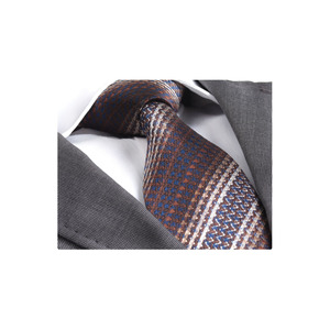 Gift Box Set Burgundy Navy Blue & <b>White</b> Striped Jacquard Woven Tie <b>Pocket</b> <b>Square</b> & Cufflink Set in PU Leather - Product Image 2