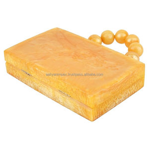 Último diseño de patrón de mármol embrague de resina lisa con cadena de Metal dorado bolso hecho a mano para damas monederos decorativos precio bajo - Product Image 3