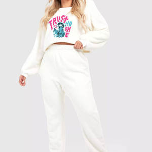 Ensemble 2 pièces de survêtements unisexes personnalisés Pantalon cargo de jogging à capuche à manches longues pour femmes motif élastique solide 100% coton polaire - Product Image 5