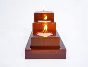 Bougeoir en bois sculpté à la main fini or de qualité supérieure décoration de Noël intérieure et extérieure avec bougeoir en bois de manguier - Product Image 4