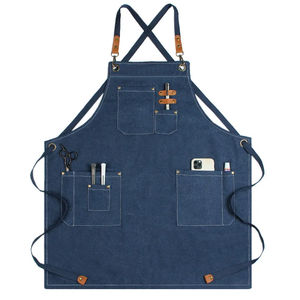 Tabliers bavoirs de cuisine à sangle réglable Logo personnalisé Polyester imperméable couleur unie taille coton gilet sans manches - Product Image 3