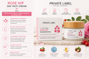 Crème pour le visage à la rose musquée en marque privée 50 ml OEM |   Crème réparatrice anti-âge au collagène |   Soins des rides et des cicatrices |   Fabriqué en Espagne UE - Product Image 2