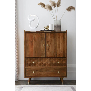 Cómoda Modular Moderna de Lujo Ligero Personalizada, Gabinete Alto de Madera Maciza con Herrajes de Latón, Aparador de Almacenamiento para Entrada y Sala de Estar - Product Image 5