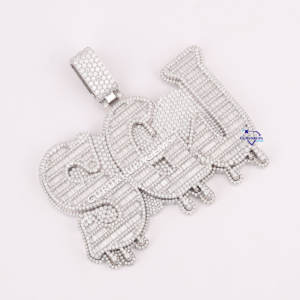 Pendentif personnalisé lettre bling 14KT en or blanc massif SGJ dégoulinant de style hip hop glacé avec diamants cultivés en laboratoire pour bijoux de luxe - Product Image 2