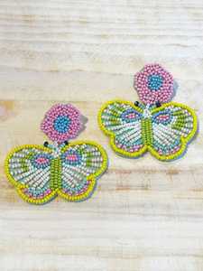 Handmade Multi-Colour Seed Bead Embroidered Drop Earrings from India Classic Fashion Jewelry for Women and Girls - Product Image 2