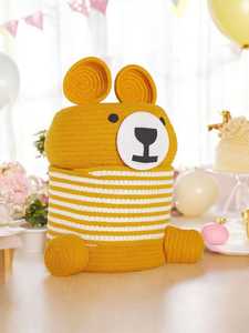 Kids Room <b>Teddy</b> Bear Woven Cotton Rope Basket Handmade Nursery <b>Storage</b> Bin & Toy Organize - Product Image 5