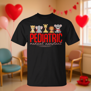 T-shirt d'assistant médical pédiatrique, design pour la Saint-Valentin, animaux mignons - Product Image 3
