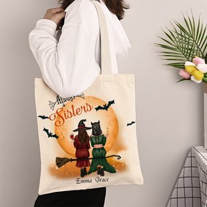 Personalized Halloween Always Sisters Canvas <b>Bag</b> Fashionable and Vintage Reusable Polyester Lining for Winter and <b>Summer</b> - Product Image 4