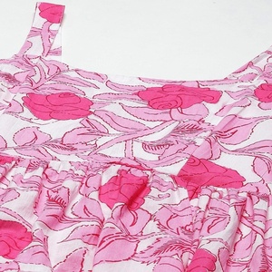 Vestido Étnico Largo con Tirantes y Estampado Floral Rosa Vintage para Mujer, 100% Algodón, Transpirable, de Secado Rápido, ODM - Product Image 3