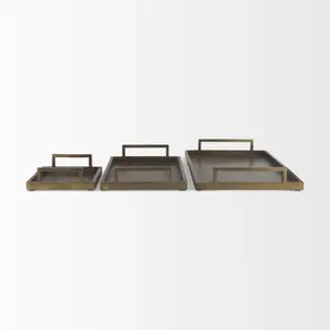 Plateau en métal de designer de luxe pour servir des collations boissons et des cadeaux avec un style élégant de qualité supérieure et un fini durable d'Inde - Product Image 6