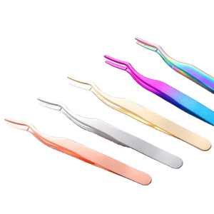 Pinzas de pestañas de punta redondeada única de acero inoxidable de alta calidad renovable profesional aplicador de extensión de pestañas de volumen - Product Image 5