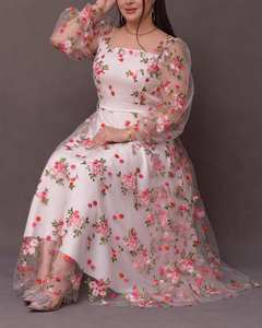 NOUVELLE ROBE ANARKALI FANTAISIE MODERNE EN TISSU RÉCHÉ DÉFINI COMME UN FILET, POUR SOIRÉE, AVEC SÉCHAGE RAPIDE - Product Image 4