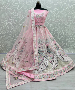 ชุดแต่งงานมาใหม่ผ้า Taffeta choli lehenga choli อินเดียผู้หญิงสวมกึ่งเย็บขายส่ง surat - Product Image 3