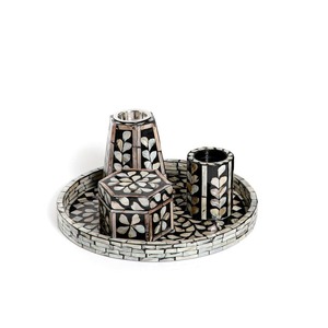 Candelabro de Lujo para Ramadán, Hecho a Mano con Diseño Árabe, Decoración para el Hogar, en MDF con Madreperla - Product Image 4