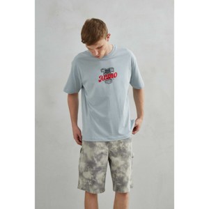 T-shirt Unisex in cotone oversize con Design AUDIO Top da uomo in colore grigio - Product Image 1