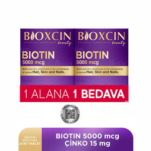 Bioxcin Biotine 5000 mcg + Zinc 15 mg 30 Comprimés Acheter 1 Obtenir 1 Gratuit | Cheveux Peau Ongles Support - Product Image 1