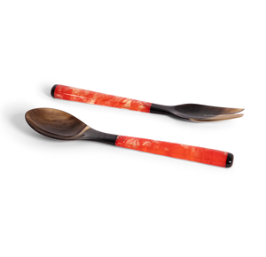 Ensemble de 2 couverts en résine de luxe en corne Fourchette à salade faite à la main Idéal pour les ustensiles de cuisine Hôtel Maison Café Utilisation Meilleurs prix - Product Image 1