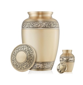 Set of 5 Floral Cremation Urns for Human <b>Ashes</b> - 1 Adult + 4 <b>Keepsake</b> Token Size Silver - Product Image 3