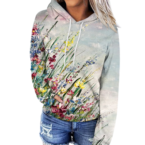 Servicio OEM Sublimación personalizada Impresión de flores Sudaderas con capucha Sublimación de poliéster para mujeres Sudaderas con capucha - Product Image 3