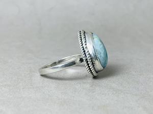 ขายส่ง925สเตอร์ลิงเงินแท้หยดน้ำตา Larimar แหวนชั้นดีดีไซน์โดดเด่นด้วยอัญมณีสีฟ้าธรรมชาติชั้นนำเครื่องประดับงานแต่งงาน - Product Image 4