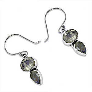 Pendientes de Plata 925 con Diamantes de Circonio, Perlas y Piedras Preciosas, Diseño Floral Geométrico de Moda para Uso Diario, Joyería de Compromiso para Mujer - Product Image 2