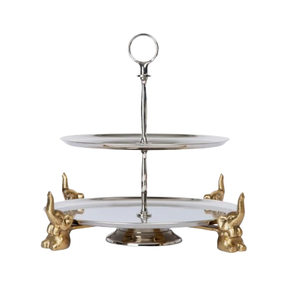 Exhibidor de Pasteles de Metal de un Solo Nivel con Acabado Brillante de Estilo Contemporáneo, Soporte Decorativo de Metal para Mesa de Postres, Fabricado en India - Product Image 5