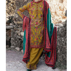 Traje de Tela de 3 Piezas para Mujer, Shalwar Kameez Dupatta Sin Costuras, Traje de Mujer Transpirable de Algodón/Poliéster - Product Image 1