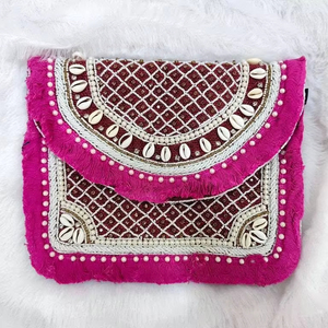 Sac à main en jute tissé de style indien Banjara avec broderie et perles, bandoulière unique, fermeture à glissière, sac à main pour femmes 2025 - Product Image 1