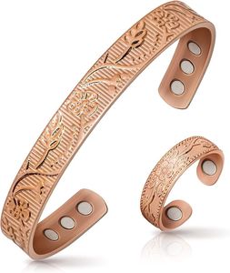 Gold Red Copper Plated Magnetic Bracelet <b>Bangle</b> Male <b>Men</b> Women Arthritis Pain Relief Magnets Healing Therapy Adjustable Bracelet - Product Image 2