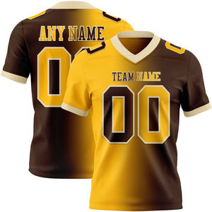 Lupin Wholesale Custom Logo Gradient Football Jersey Fashion Brown <b>Gold</b> <b>Mesh</b> Breathable New American Football Jersey Short - Product Image 1